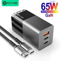 65W GaN USB C Wall Charger Power Adapter,3 Port PD 65W PPS QC4 45W SCP for Laptops MacBook iPhone 13 Samsung S22 MIBook dell hp