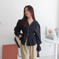 Bora Top / Blouse Wanita Korea Hijab Elegan Simple Formal Atasan