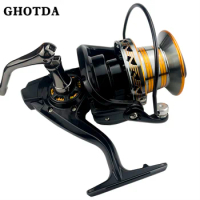 Max Drag Power 30 Kg Spinning Fishing Reel with Large Spool Strong Body Saltwater Spinning Fishing Reel 9000 10000 12000