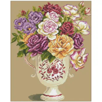 Classical rose vase patterns Counted Cross Stitch 11CT 14CT 18CT DIY Chinese Cross Stitch Kits Embroidery Needlework Sets
