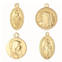 God Virgin Mary Mirror Polished 316 Stainless Steel DIY Charm Angel Jesus Cross Jewelry Buddha Head Necklace Pendant