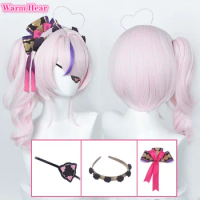Vtuber NIJISANJI EN ILUNA Maria Marionette Cosplay Wig Pink Ponytail Heat Resistant Synthetic Hair Halloween Wigs + Wig Cap