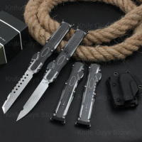 Micro OTF Tech Knife 9CR18MOV Blade Aluminum Alloy + ABS Transparent Handle Outdoor Camping Self Defense Pocket Knife