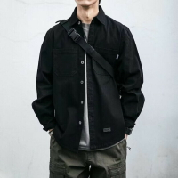 工裝襯衫男 日系復古工裝潮流長袖襯衫 抗皺耐磨多口袋工作襯衫 素色百搭 工作出行旅遊戶外 襯衫男