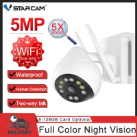 Vstarcam New 5MP Wi-Fi IP Camera 5X Zoom Digital Outdoor IP67 Weatherproof Audio Recording Camera AI Human Detection Camera
