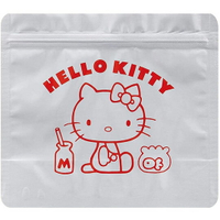 小禮堂 Hello Kitty 方形鋁製夾鏈袋組 食物分裝袋 密封袋 糖果袋 鋁袋 (5入 銀 側坐)