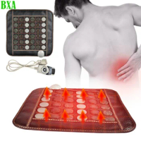 Tourmaline Mat Natural Jade Electric Massage Cushion Acupressure Infrared Heating Pu Seat Therapy Muscle Relax for Body Muscle