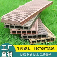 公司貨免運 附發票 塑木地板戶外共擠庭院園林棧道木塑板材圓孔實心防腐防水木塑地板-快速出貨
