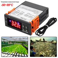 STC-3000 Thermostat with NTC Sensor 12V 24V 220V Thermostat Control Switch Relay Heating Cooling for Incubator for Microcomputer