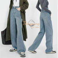 TheYoung#2 - Celana panjang wanita Denim mid light blue jeans highwaist loose fit Biru Retro