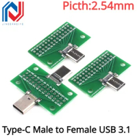 1Pcs Type-C Male to Female USB 3.1 Test PCB Board Adapter Type C 24P 2.54mm Connector Socket For Data Line Wire Cable Transfer