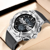 LIGE Fashion Sports Men Watch Top Brand FOXBOX Dual Display Quartz WristWatches For Men Waterproof Luminous Clock Military Watch