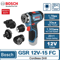Bosch GSR 12V-15 FC Professional Cordless Drill Driver 12V Electric Drill Household Screwdriver Power Tool Multifunction Drills
