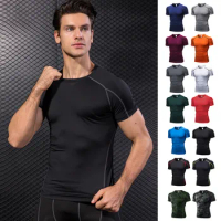 Men Training Jogging Shirts Compression Running T Shirt Sportswear Quick Dry Rashgard Fitness Tight Gym Top Sport Tshirt