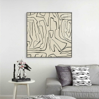 北歐侘寂風抽象裝飾畫條紋線條文藝掛畫客廳公寓背景墻正方形壁畫