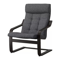 POÄNG 扶手椅, 黑棕色/gunnared 深灰色, 42 公分