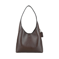 COACH Brooklyn 28燙印英文金字LOGO天然皮革吸釦單肩手提包(楓木葉棕)