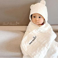 ~新生兒全棉6層紗布吸水寶寶浴巾嬰兒包巾兒童帶帽斗篷包被可裹 全館免運