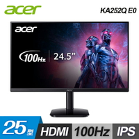 【Acer 宏碁】KA252Q E0 25型 IPS 無邊框螢幕【三井3C】