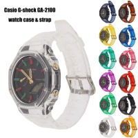 Transparent Watch Case and Band for Casio G-SHOCK GA-2100 Accessories Refit Watchband GA2100 Silicone Watch Band Straps