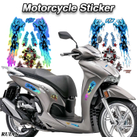 Sticker Motor Vinyl Reflect Tengkorak Api Biru Untuk Honda RSX BeAT CBR250RR ADV160 XADV Dash 125 Ya