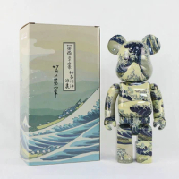 Bearbrick Kanagawa Surf Building Block Bear 400% 28cm Tide Play Doll Violence Bear Doll Decoration