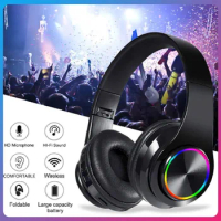 Headsets Gamer Headphones Blutooth Surround Sound Stereo Wireless Earphone USB With MicroPhone Colourful Light PC Laptop Headset