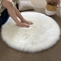 地毯 長毛圓形地毯客廳地墊仿羊毛電腦椅子毛毛圓地毯臥室床邊毯白色