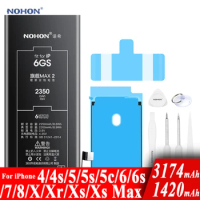 Nohon Battery For Apple iPhone 6S 6 5s 7 8 X Xr Xs Max XsMax High Real Capacity Batteries+Tools