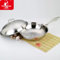 2014 Hot Sale Stainless Steel Wok Pan Non-stick Frying Pan Cooking Pots Chinese Wok Cooker 30cm