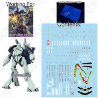 For MG 1/100 CONCEPT-X 6-1-2 Turn X Master Grade Snow Flame WaterSlide UV Light-React Decal Sticker Gym Ghingham Mobile Suit A ∀