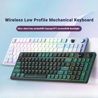 ECHOME Low Profile Mechanical Keyboard Wireless Tri-Mode RGB Built-in Screen Knob Gasket Office Gaming Keyboard PC Laptop Mac