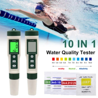 10 in 1 Water Quality Tester PH/TDS/EC/SALT/TEMP/S.G/ORP/H2/Fertile/Resistivity Tester Pen For Aquarium Swimming Pool New