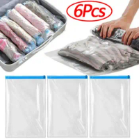 6Pcs Roll-Up Travel Compression Bags for Clothes Luggage Space Saver Packing Suitcases 35X50Cm Convenient Vacuum Bag