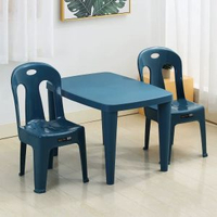 全城熱賣 - 簡約家用兒童玩具學習塑膠桌椅子幼稚園寶寶玩具寫字學習桌椅套裝歐藍色學習桌*1+歐藍色椅子*2
