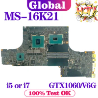 KEFU Mainboard For MSI MS-16K21 MS-16K2 Laptop Motherboard i5 i7 7th Gen GTX1060/V6G