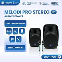 ROOMI Melodi Pro 15 Inch Stereo Aktif Pasif Speaker Meeting Karaoke Event Outdoor 800 WATT Wireless 