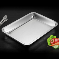 食品級304不銹鋼盤子長方形托盤商用平底方盆餐盤淺盤蛋糕水果盆