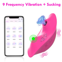 Bluetooth Butterfly Wearable Sucking Vibrator for Women Wireless APP Remote Control Vibrating Panties Dildo Sex toys for Couple