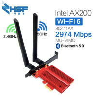 Wifi 6 PCI-e Network Card 3000Mbps Dual Band 5G 2.4G 802.11AX Bluetooth 5.0 Wireless Wifi6 PCI Express Antenna For Intel AX200