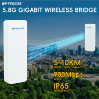 OPTFOCUS Outdoor Wireless Bridge 1 Pair 900Mbps 10KM 14Dbi Point To Point IP65 CPE 2.4G 5Ghz CPE WiFi Signal PTP Long Range