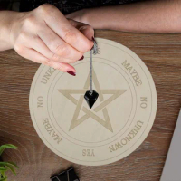 Wooden Pendulum Board with Stars Sun and Moon for Divination Message Board Wooden Carven Board Metaphysical Altar Decoration