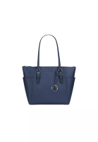 Michael Kors MICHAEL KORS MK Charlotte Large Capacity Letter LOGO Tote Solid Color Commuter Leather Tote Bag Women's style