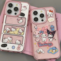 Sanrio Hello Kitty Kawaii Phone Case Anime Cute Cartoon Kuromi Iphone 15/13/12/11 Soft Case Lovely Protective Sheath Girl Toy