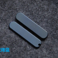 1 Pair Custom Made Titanium Alloy Bluring Blue Scales with Pen Slot for 58mm Victorinox Swiss Army Knife