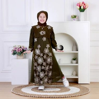 Dungdungkids Gamis Anak Azrina Tile Bordir Bunga Mix Tile Model Outer Free Jilbab 3 - 14 Tahun L Arm
