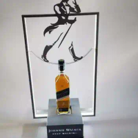 New Arrival Johnnie Walker Whisky Bottle Glorifier Keep Walking Black Whiskey Led Bottle Presenter Wine Rack Holder Stand Shelf