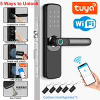 Tuya Wifi Digital Electronic intelligence Door Lock Security Smart Lock With WiFi APP Password RFID Unlock Door Electronic Lock