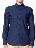 เสื้อเชิ๊ตผ้าอ๊อกฟอร์ดแขนยาว รุ่น MOXF002NV สีกรมท่า