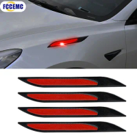 Newest 4Pcs Car Reflective Strips Bumper Protector Carbon Fiber Body Safety Warning Sticker Auto Anti-scratch Tape Auto Styling